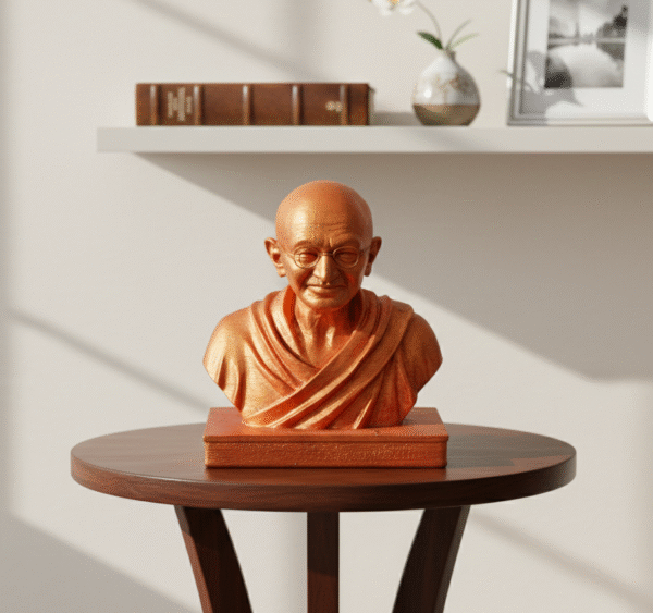 Mahatma Gandhi 3D Bust Figurine | Hand Painted Bronze Color